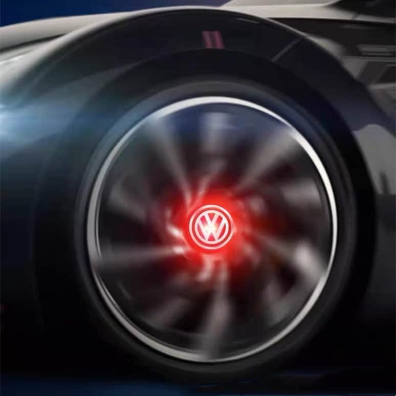 red vw floating center caps