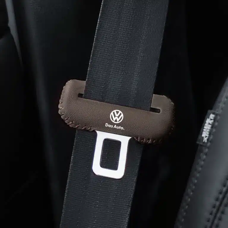 VW Seat Belt Buckle Cover 4 VW seat belt buckle cover in brown — snap-on protective buckle cover