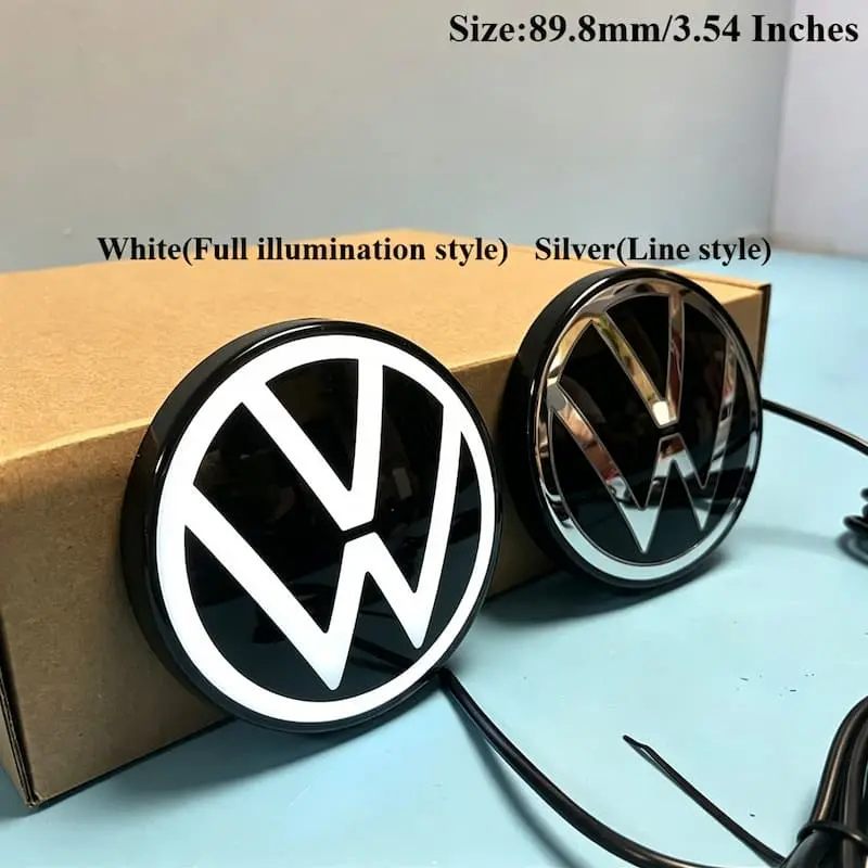 VW Passat Rear Red LED Emblem (2020–2024) 7 VW Passat LED Rear Emblem with Silver and White Color