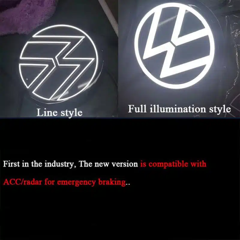 VW Passat LED Emblem (2016–2022) | Illuminated Badge — Line & Full Style 4 VW Passat LED emblem ACC radar compatible